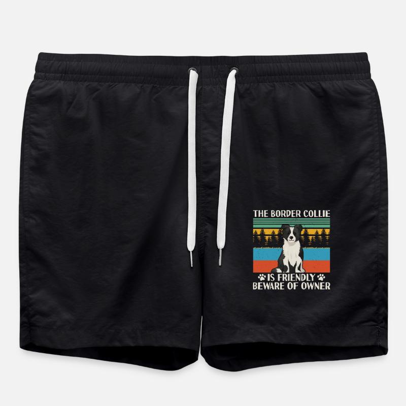 Border Collie Hunde Hundebesitzer Geschenk - Badeshorts - Schwarz
