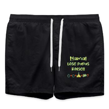 Löse Papas Rätsel - Mama willst du Papa heiraten - Badeshorts - Schwarz - Vorne - AI Model Male 185 light (185cm)