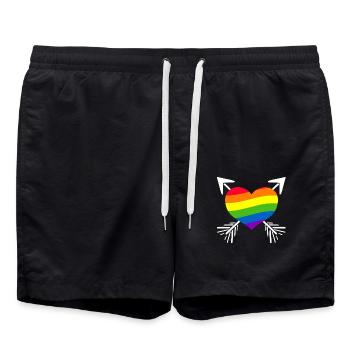 Regenbogen Herz Pfeil - Badeshorts - Schwarz - Vorne - AI Model Male 185 light (185cm)
