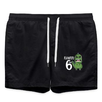 6. Geburtstag - 6 Jahre alt - Ich bin 6 - Badeshorts - Schwarz - Vorne - AI Model Male 185 light (185cm)