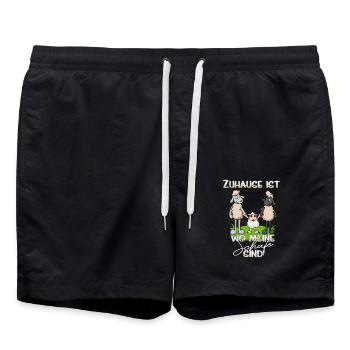 Schäfer - Zuhause ist wo meine Schafe sind - Badeshorts - Schwarz - Vorne - AI Model Male 185 light (185cm)