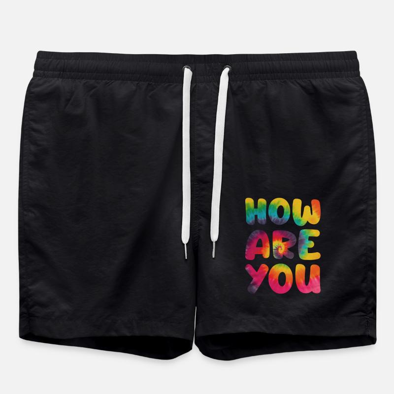 Hippie saying How are you - Swim Trunks - black