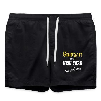 Stuttgart ist wie New York nur schöner - Badeshorts - Schwarz - Vorne - AI Model Male 185 light (185cm)