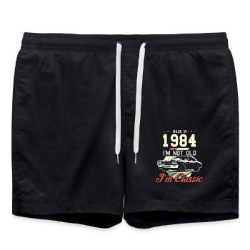 Vintage 1984 84 Birthday Retro Vintage Gift - Swim Trunks - black - Front - AI Model Male 185 light (185cm)