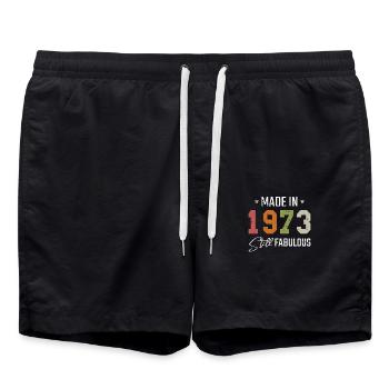 Vintage 1973 73 Birthday Retro Vintage Gift - Swim Trunks - black - Front - AI Model Male 185 light (185cm)