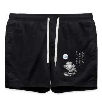 Poème japonais Haiku cadeau d’automne arbre lune - Short de bain - noir - Devant - AI Model Male 185 light (185cm)