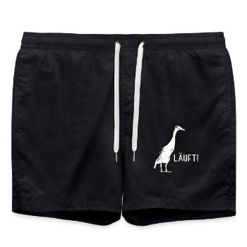 Läuft - Laufenten - Badeshorts - Schwarz - Vorne - AI Model Male 185 light (185cm)