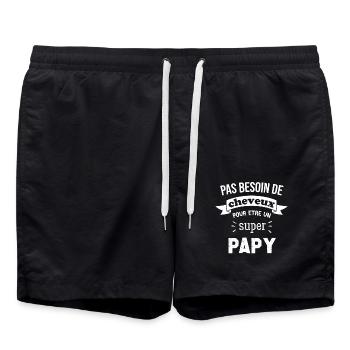 Pas Besoin De Cheveux Pour Être Un Super Papy - Short de bain - noir - Devant - AI Model Male 185 light (185cm)