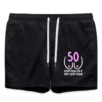 50 ans de gravité, ça descend 50 ans 50 ans. - Short de bain - noir - Devant - AI Model Male 185 light (185cm)