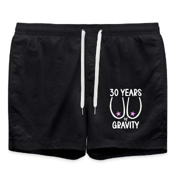 30 years of gravity it goes down 30 years 30. - Swim Trunks - black - Front - AI Model Male 185 light (185cm)