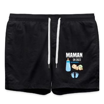 Cadeau De Grossesse Maman En 2022 - Short de bain - noir - Devant - AI Model Male 185 light (185cm)