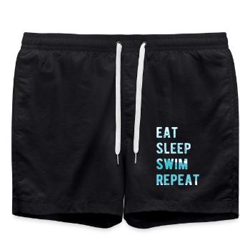 Schwimmen Design Eat sleep Swim Repeat - Badeshorts - Schwarz - Vorne - AI Model Male 185 light (185cm)