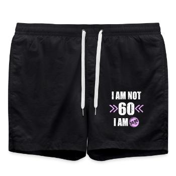 I'm i am Not 60 I'm 59 + Tax 60th birthday - Swim Trunks - black - Front - AI Model Male 185 light (185cm)