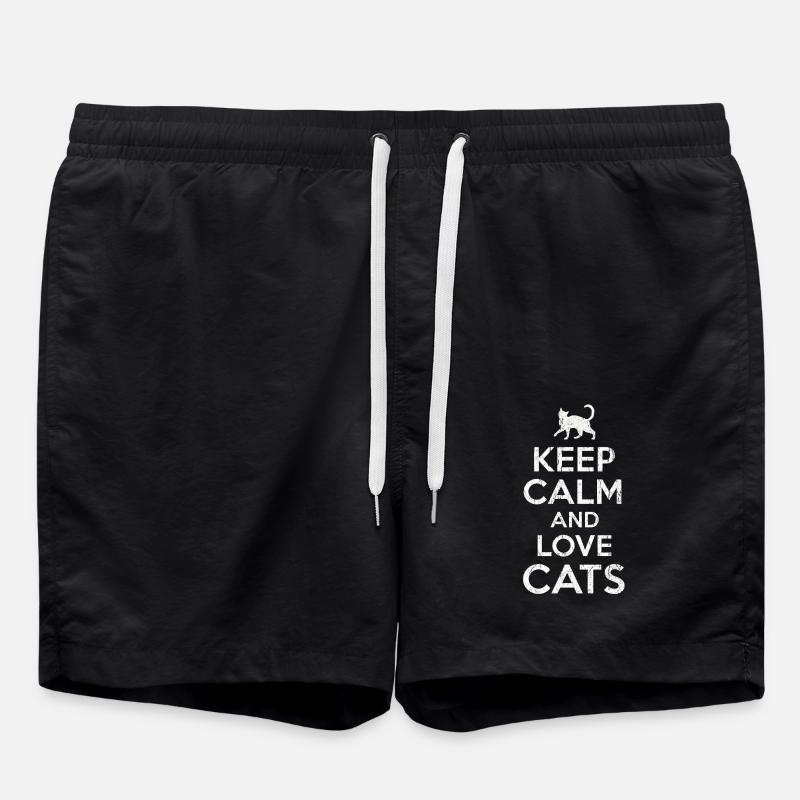 Keep calm cat - Swim Trunks - black