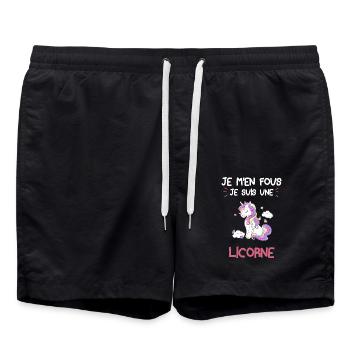 Cadeau Je M'en Fous Je Suis Une Licorne - Short de bain - noir - Devant - AI Model Male 185 light (185cm)