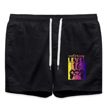Level 16 Gaming Controller 16. Geburtstag - Badeshorts - Schwarz - Vorne - AI Model Male 185 light (185cm)