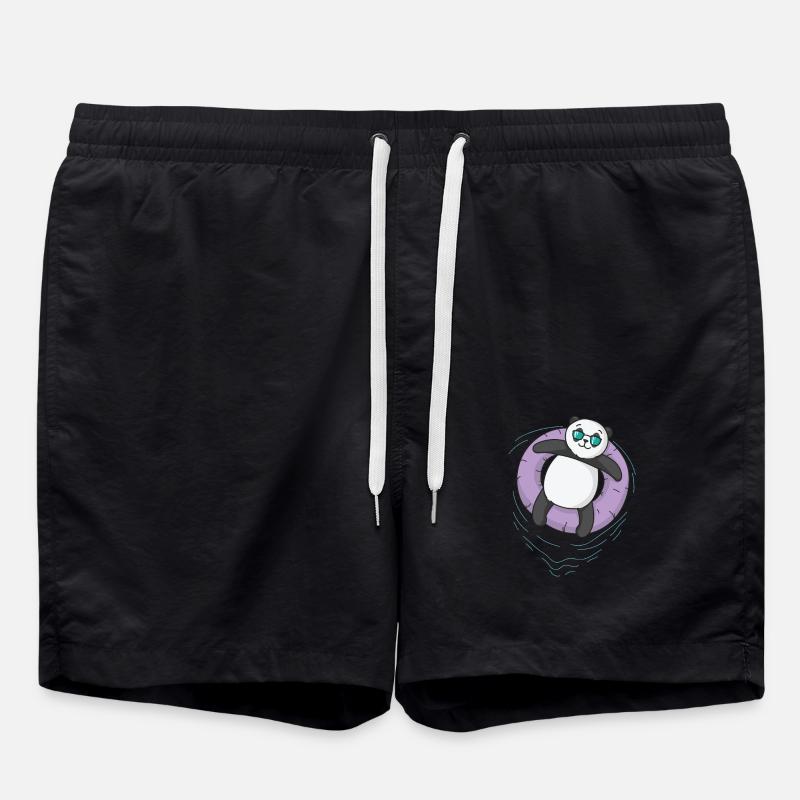 Panda beim Chillen - Badeshorts - Schwarz