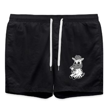 Zebra Family - Zebra with Baby - Zebra - Swim Trunks - black - Front - AI Model Male 185 light (185cm)