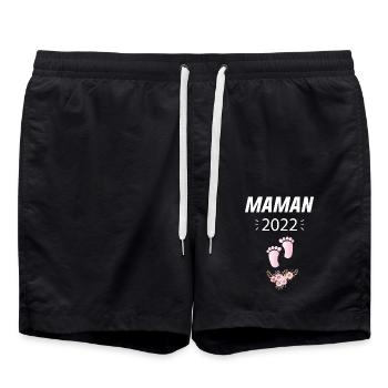 Annonce Grossesse Papa Cadeau Future Maman 2022 - Short de bain - noir - Devant - AI Model Male 185 light (185cm)
