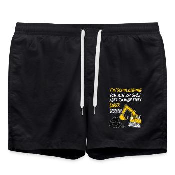 Entschuldigung ich bin zu spät Bagger - Badeshorts - Schwarz - Vorne - AI Model Male 185 light (185cm)