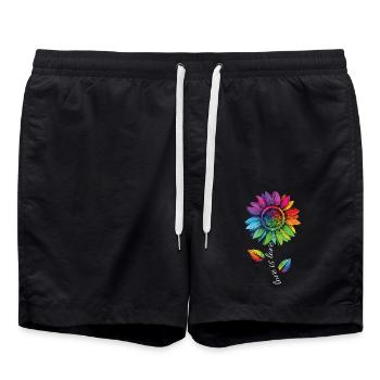 Love is Love LGBTQ Arc-en-ciel Tournesol fleur - Short de bain - noir - Devant - AI Model Male 185 light (185cm)