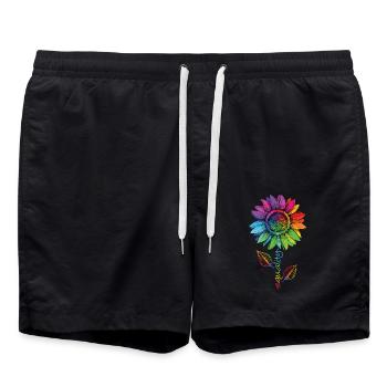 Equality LGBTQ Arc-en-ciel Tournesol Fleur CSD - Short de bain - noir - Devant - AI Model Male 185 light (185cm)