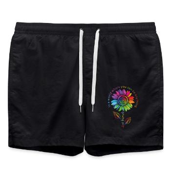 Enfant LGBTQ Arc-en-ciel Tournesol Fleur CSD - Short de bain - noir - Devant - AI Model Male 185 light (185cm)