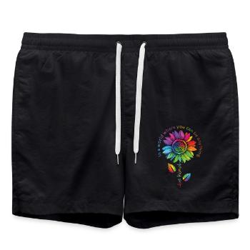 Enfant LGBTQ Arc-en-ciel Tournesol Fleur CSD - Short de bain - noir - Devant - AI Model Male 185 light (185cm)