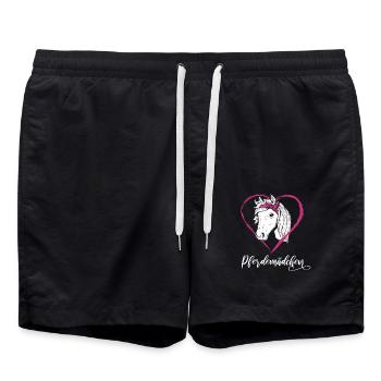 Pferdemädchen Pferde Herz Geschenkidee - Badeshorts - Schwarz - Vorne - AI Model Male 185 light (185cm)
