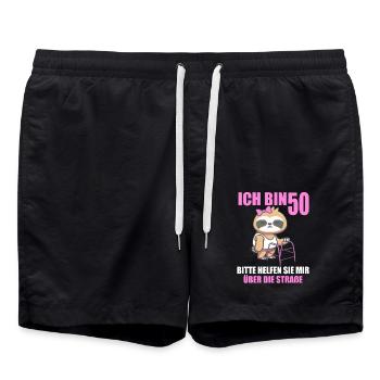 50 bitte helfen Sie mir über Straße 50. Geburtstag - Badeshorts - Schwarz - Vorne - AI Model Male 185 light (185cm)