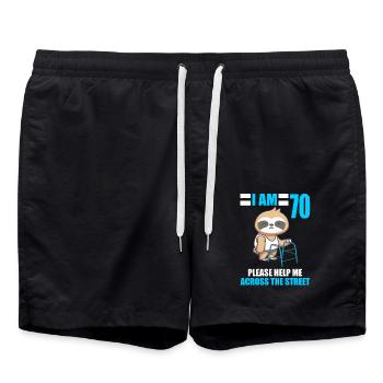 70 bitte helfen Sie mir über Straße 70. Geburtstag - Badeshorts - Schwarz - Vorne - AI Model Male 185 light (185cm)