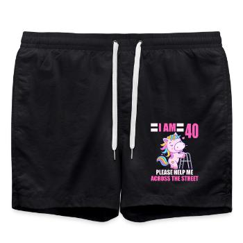 40 bitte helfen Sie mir über Straße 40. Geburtstag - Badeshorts - Schwarz - Vorne - AI Model Male 185 light (185cm)