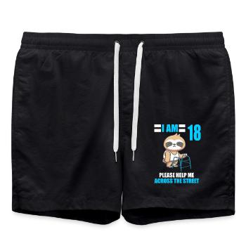 18 bitte helfen Sie mir über Straße 18. Geburtstag - Badeshorts - Schwarz - Vorne - AI Model Male 185 light (185cm)