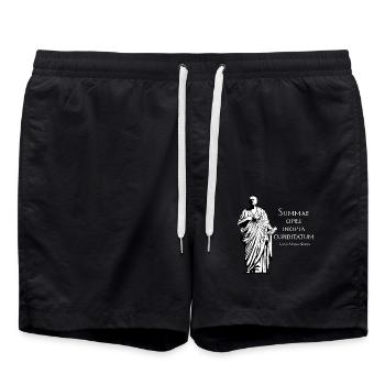Latin - Summae Opes Inopia Cupiditatum - Swim Trunks - black - Front - AI Model Male 185 light (185cm)