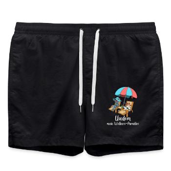 Wellness-Paradies Insel Usedom - Badeshorts - Schwarz - Vorne - AI Model Male 185 light (185cm)