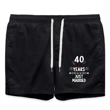40 ans 40 Yaers just married 40 ans de mariage - Short de bain - noir - Devant - AI Model Male 185 light (185cm)