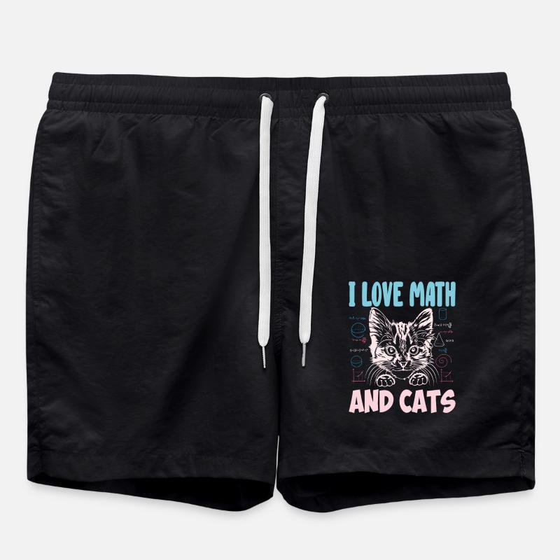Math Kitty Cat J’adore Math et chats Professeur de mathématiques - Short de bain - noir