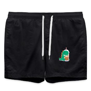 Bubble Tea Dino - Swim Trunks - black - Front - AI Model Male 185 light (185cm)