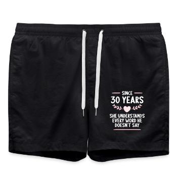 30 ans de mariage 30 ans - Short de bain - noir - Devant - AI Model Male 185 light (185cm)