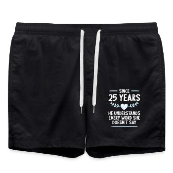 25 ans de mariage 25 ans - Short de bain - noir - Devant - AI Model Male 185 light (185cm)
