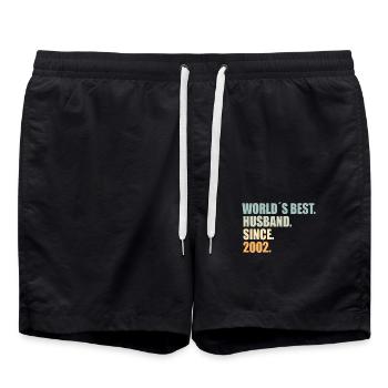 Best husband since 2002 19th wedding anniversary - Swim Trunks - black - Front - AI Model Male 185 light (185cm)