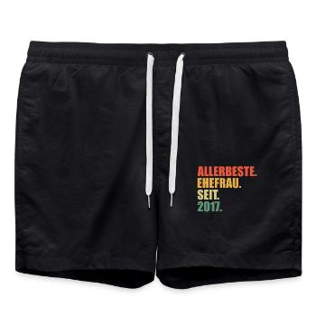 Beste Ehefrau seit 2017 4. Hochzeitstag - Badeshorts - Schwarz - Vorne - AI Model Male 185 light (185cm)