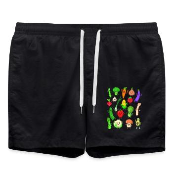 BD Kawaii Légumes - Short de bain - noir - Devant - AI Model Male 185 light (185cm)