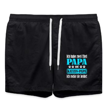 zwei Titel ich rocke beide Papa und Katzenpapa - Badeshorts - Schwarz - Vorne - AI Model Male 185 light (185cm)