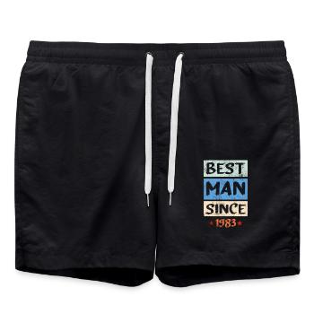 Birthday 1983 83 Vintage Man Vintage Gift - Swim Trunks - black - Front - AI Model Male 185 light (185cm)