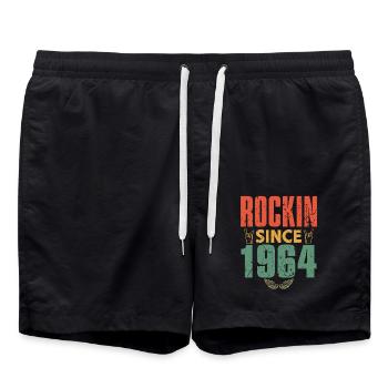 Birthday 1964 Spruch Rock - Swim Trunks - black - Front - AI Model Male 185 light (185cm)
