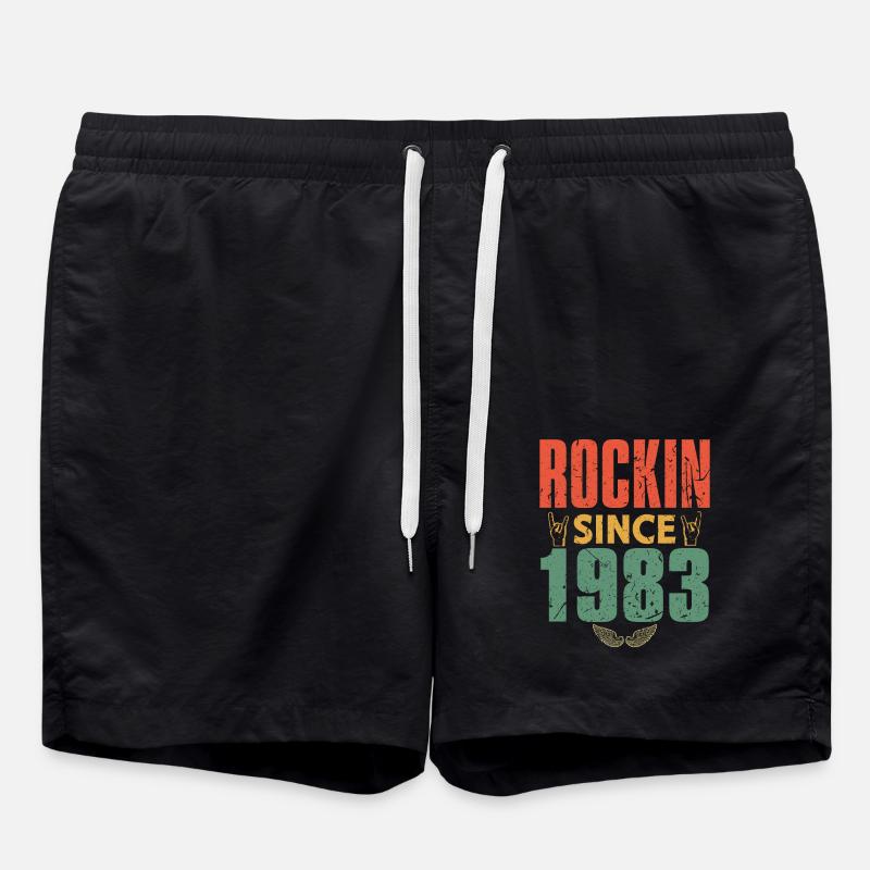 Birthday 1983 Spruch Rock - Swim Trunks - black