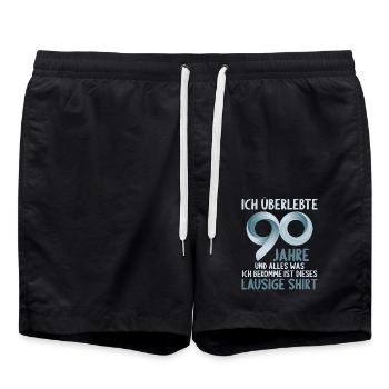 90 Jahre Alter 90. Geburtstag lausiges Shirt - Badeshorts - Schwarz - Vorne - AI Model Male 185 light (185cm)