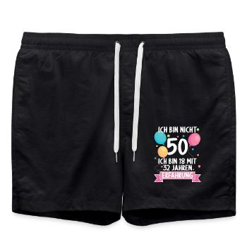 50 Jahre alt 50 Jährige 50 Jähriger 50. Geburtstag - Badeshorts - Schwarz - Vorne - AI Model Male 185 light (185cm)