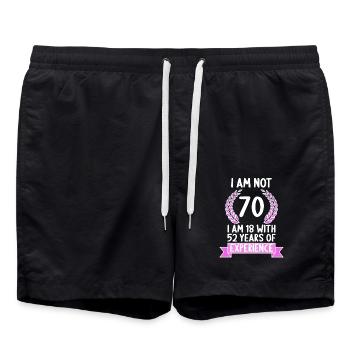 70 years old 70 years old 70 year old 70th birthday - Swim Trunks - black - Front - AI Model Male 185 light (185cm)